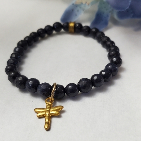 Cfc Stretch Beaded Bracelet with Goldtone Dragon Fly - Picture 4 of 6